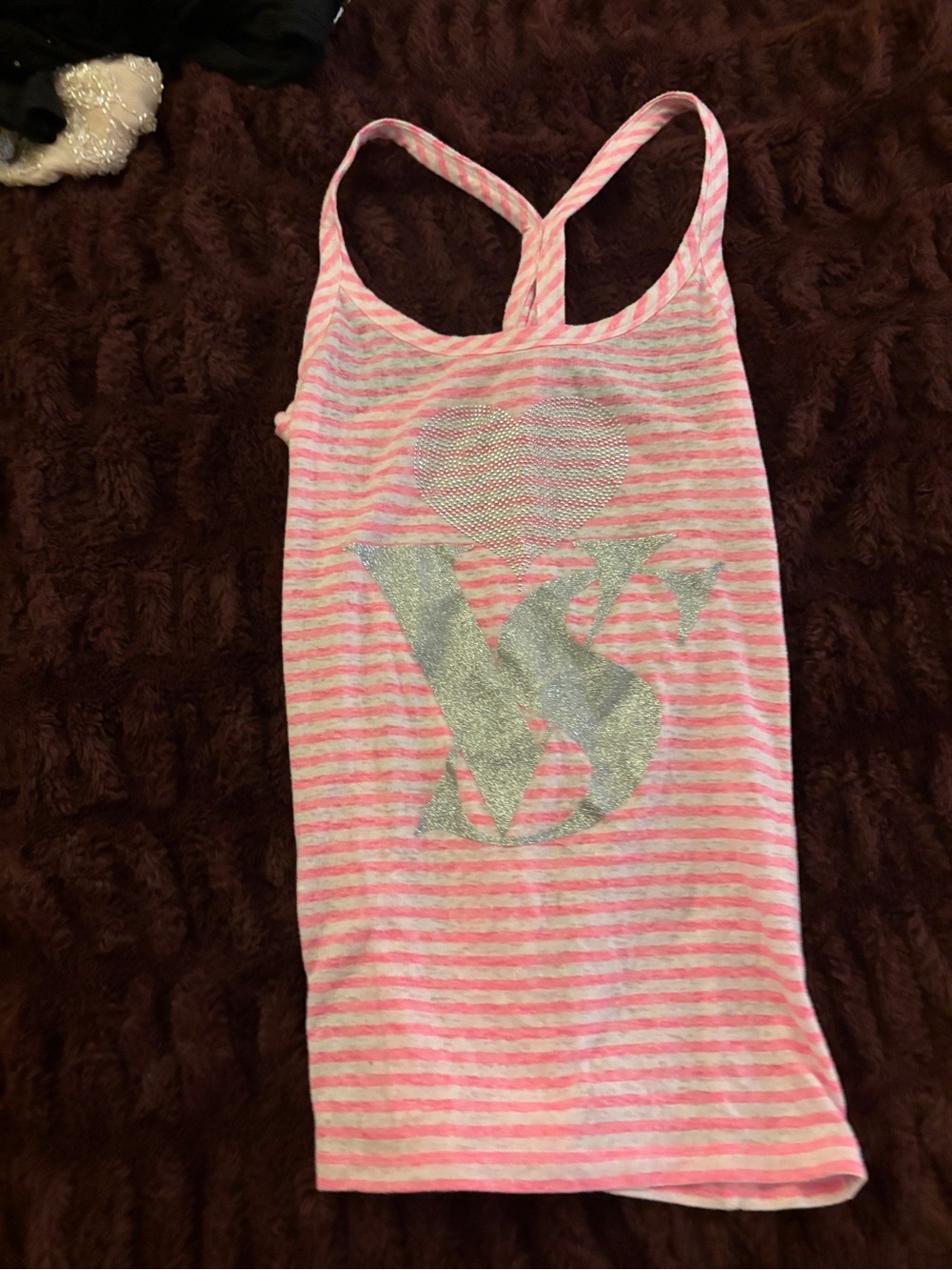 Pink & White Striped Racerback Tank victoria’s secret